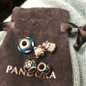 Five silver Pandora beads